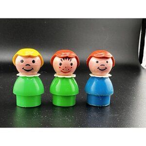 Set of 3 Vintage Fisher Price Little People Girls Blue Green Brown Blond Figures